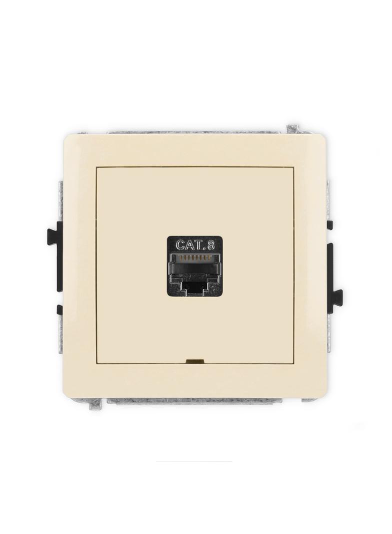 DECO Mechanizm gniazda komputerowego pojedynczego 1xRJ45, kat. 8, ekranowany, 8-stykowy, bez pola op