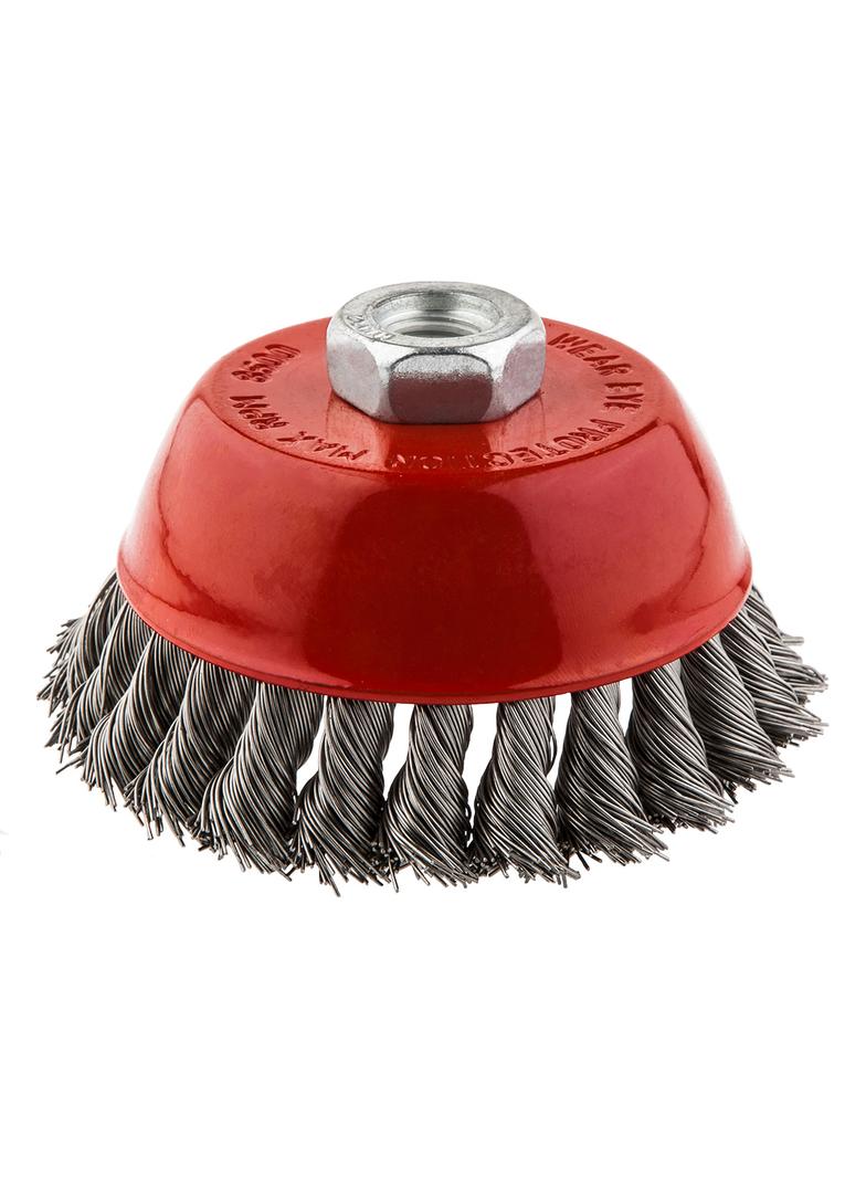 Szczotka druciana doczołowa 100 mm x M14, INOX