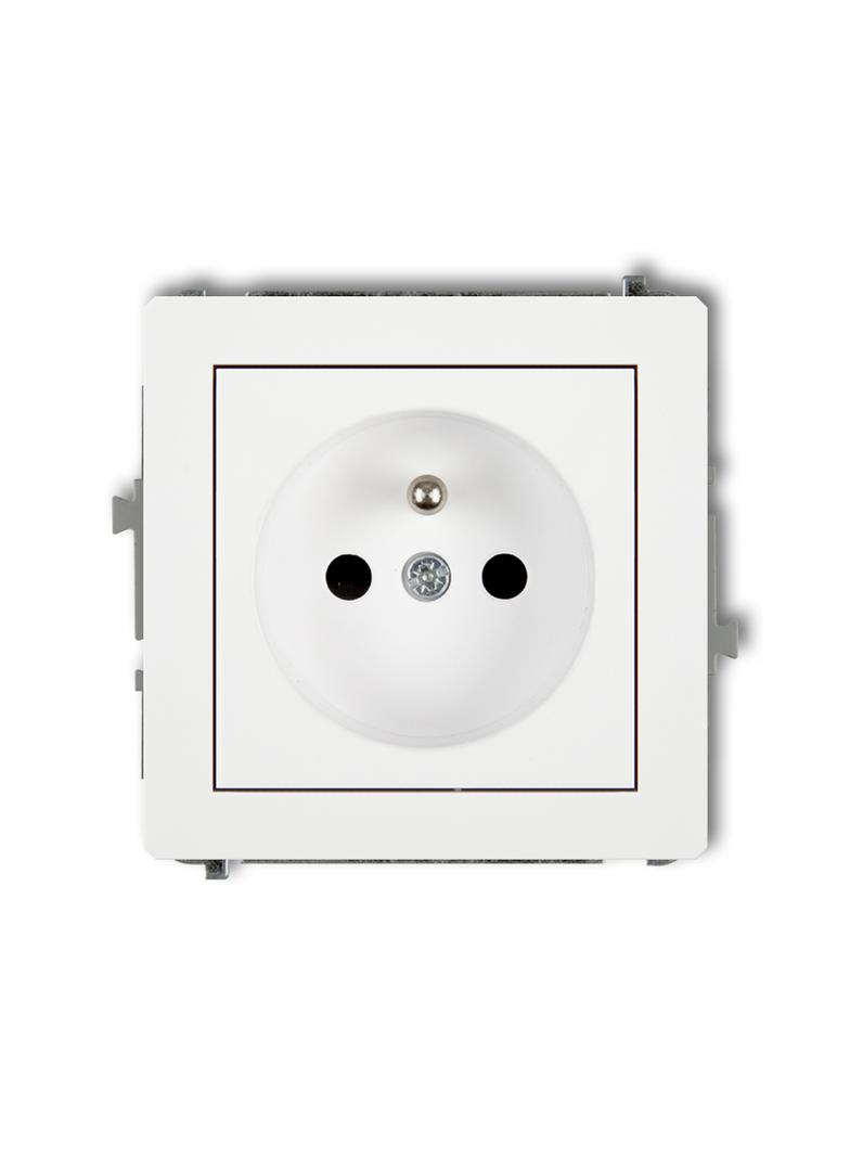 DECO Mechanizm gniazda pojedynczego z uziemieniem 2P+Z (przesłony torów prądowych) biały