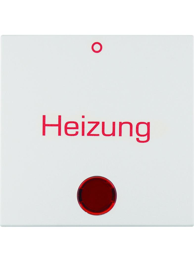 Berker B.x Klawisz z soczewką i nadrukiem  Heizung  i  0 , biały mat