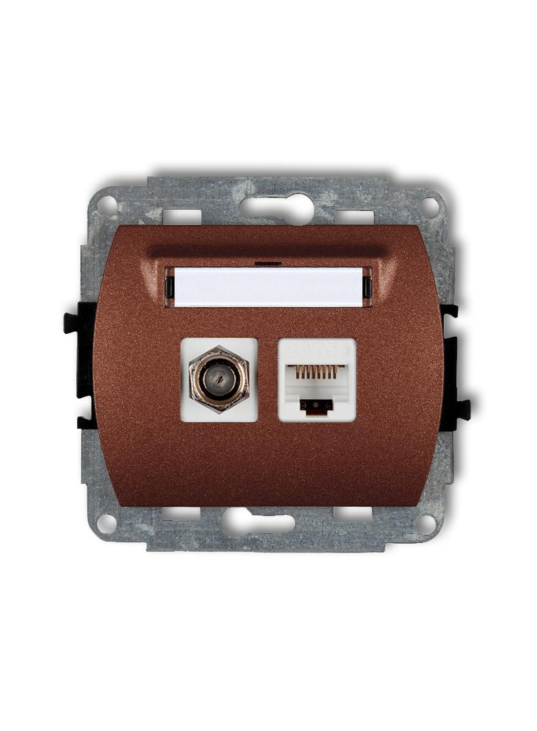 TREND Mechanizm gniazda antenowego poj. typu F (SAT) + gniazda komp. poj. 1xRJ45, kat. 6 ekranowany,