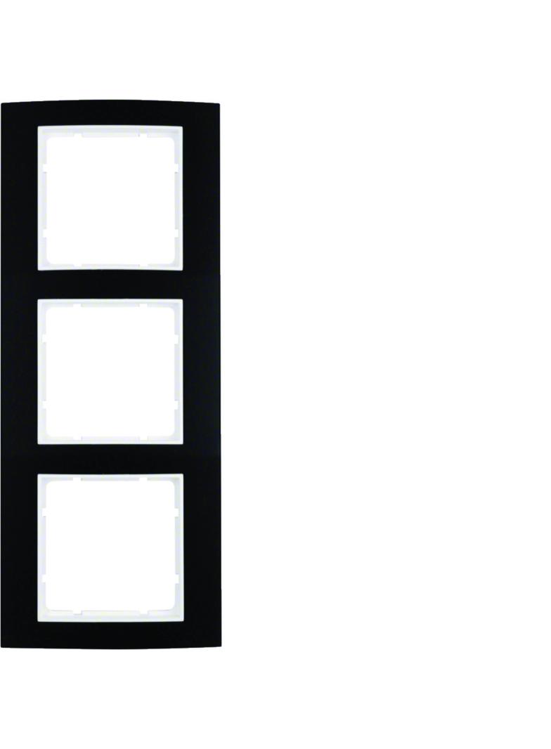 BERKER B.3 Ramka potrójna aluminium czarna/biała 10133025 HAGER