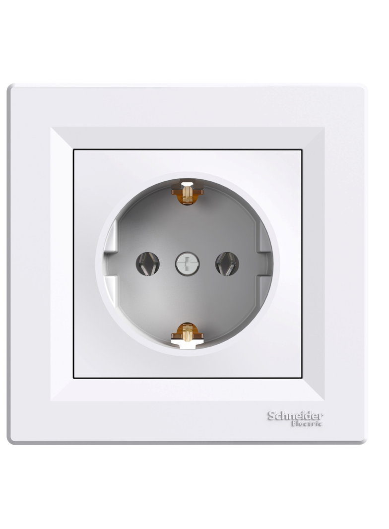 Asfora, gniazdo pojedyncze schuko, DIY, biały