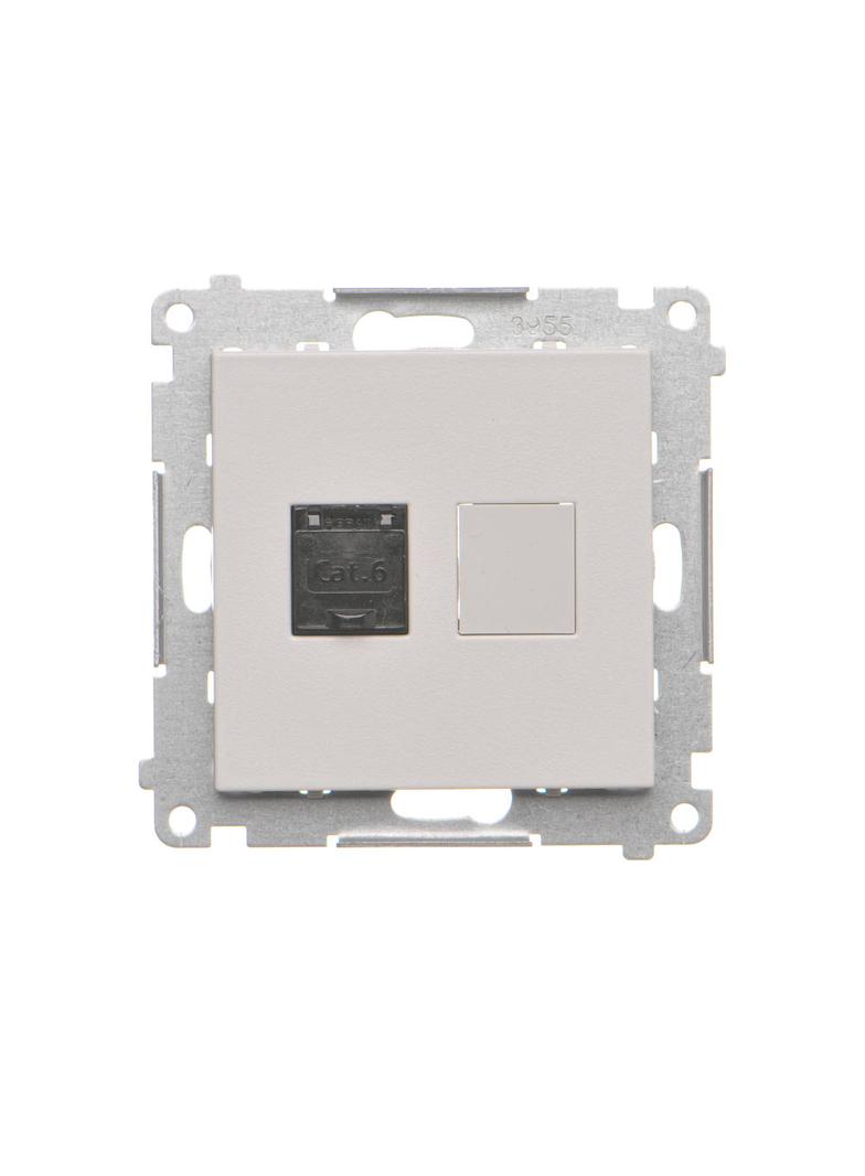 Simon 55 Gniazdo komputerowe pojedyncze RJ45 kategoria 6 z przesłoną przeciwkurzową Jasnoszary mat