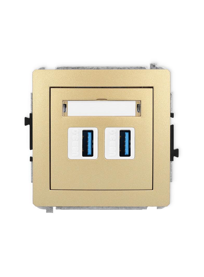 DECO Mechanizm gniazda podwójnego 2xUSB A-A 3.0 złoty