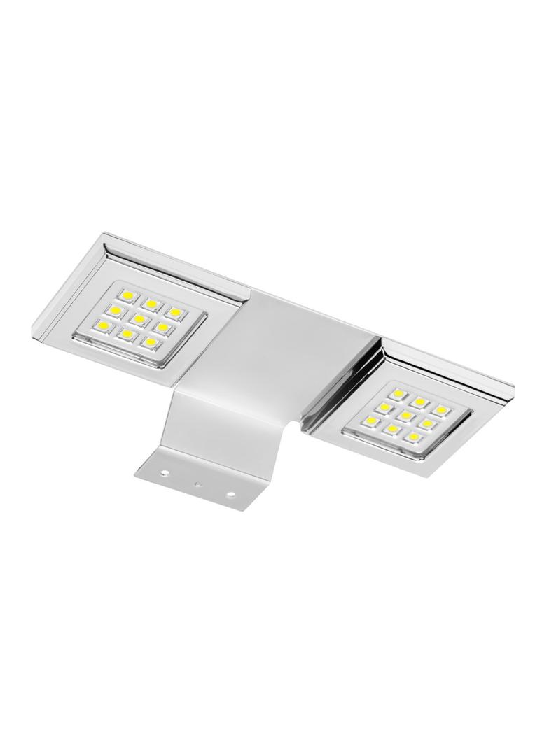 OPRAWA LEDOWA KWADRATOWA NA SZAFKĘ PODWÓJNA CALDERON, 12V, 18 LED, CIEPŁY BIAŁY, CHROM