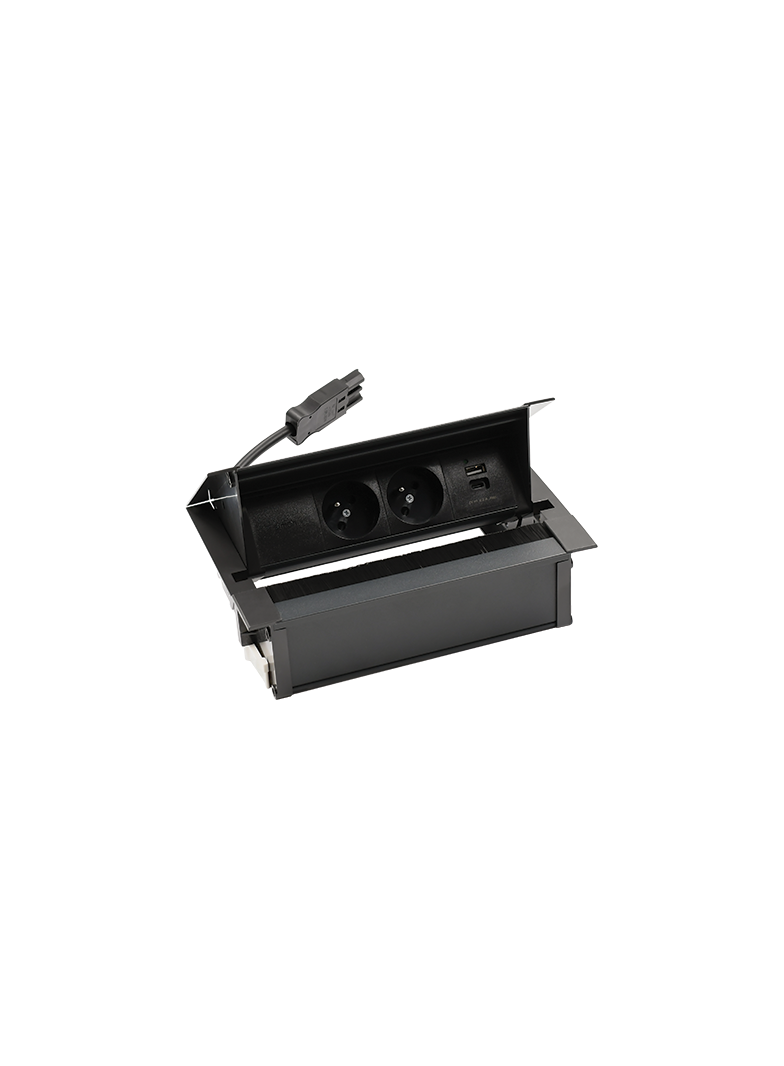 "Simon 480 TS48-730E30BK0-33 Cover 3 gn. typ E + ładow. USB A+C i płytka dla 2 złączy RJ45 keystone