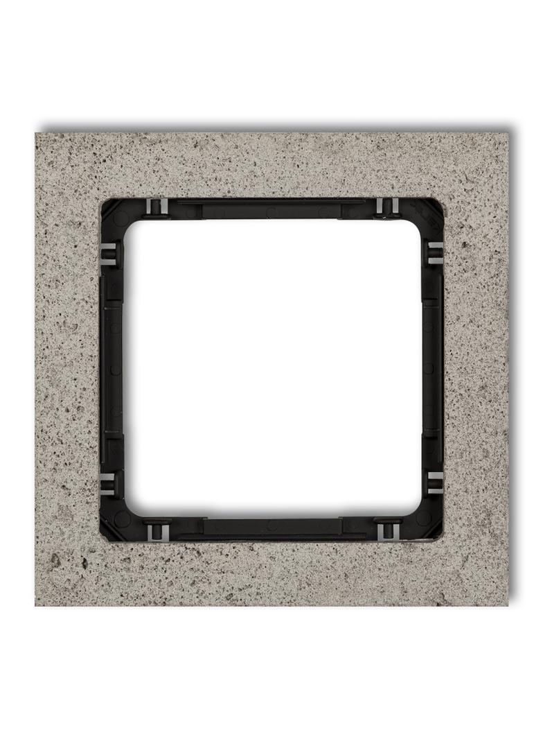 DECO Ramka uniwersalna pojedyncza - beton (ramka: jasnoszara; spód: czarny)