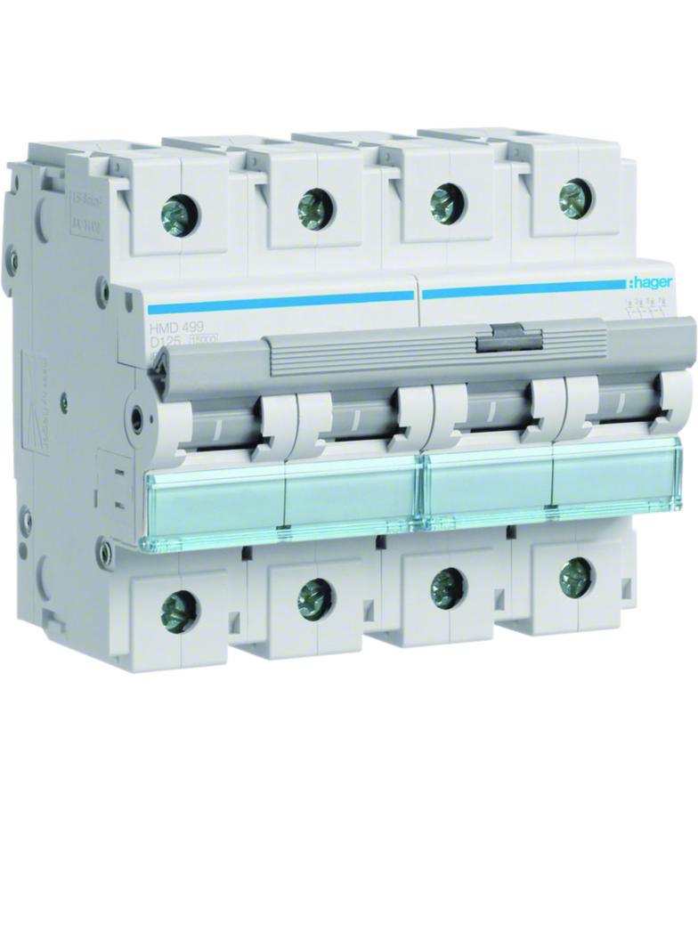 MCB Wyłącznik nadprądowy Icn=15000A / 15kA 4P D125A HMD499 HAGER