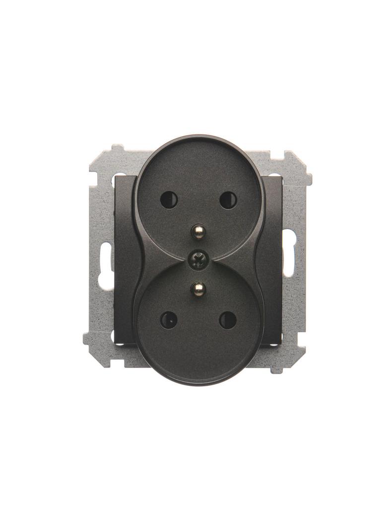 Simon 54 Gniazdo podwójne z/u z przesłonami 16A z. śrub. antracyt
