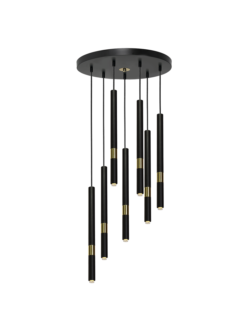 MILAGRO Lampa wisząca MONZA BLACK/GOLD 7xG9 8W
