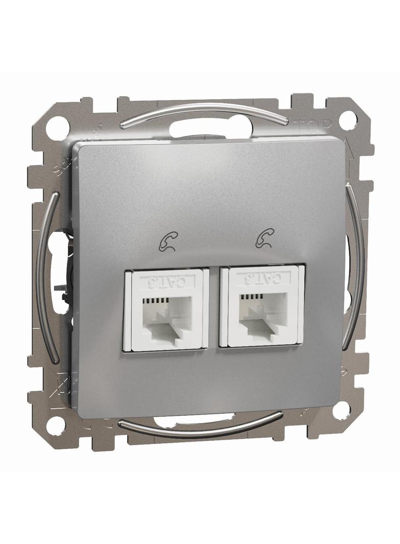 Sedna Design & Elements Gniazdo telefoniczne podwójne RJ11 srebrne aluminium SDD113492 Schneider