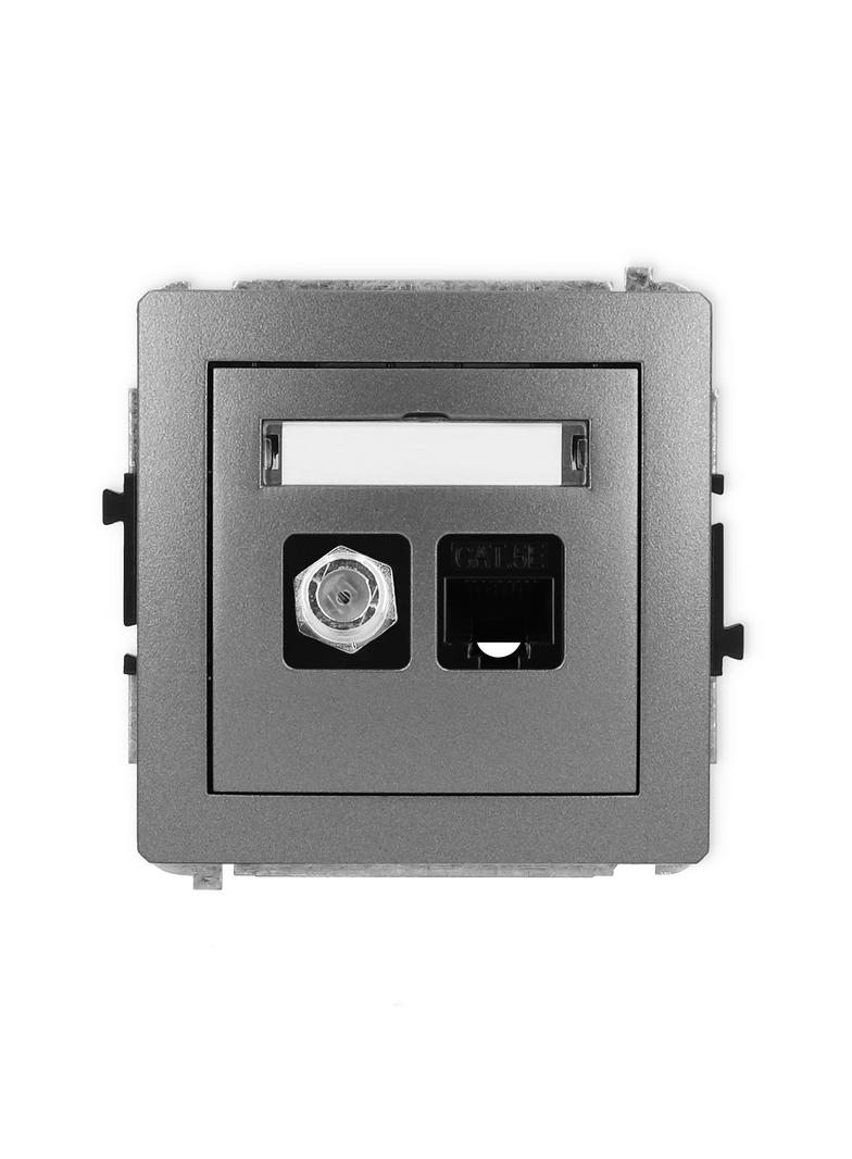 DECO Mechanizm gniazda antenowego poj. typu F (SAT) + gniazda komp. poj. 1xRJ45, kat. 5e, 8-stykowy