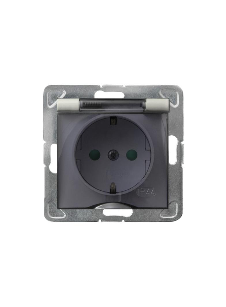 IMPRESJA Gniazdo bryzgoszczelne z uziemieniem schuko IP-44 z przesłonami torów prądowych wieczko prz