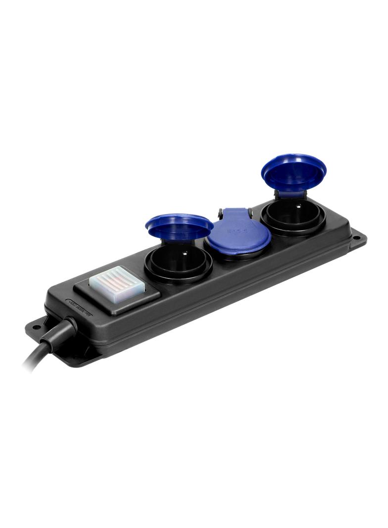 Przedłużacz warsztatowy bryzgoszczelny z wyłącznikiem IP44, 3 gniazda 2P+Z IP44, przewód gumowy, H05