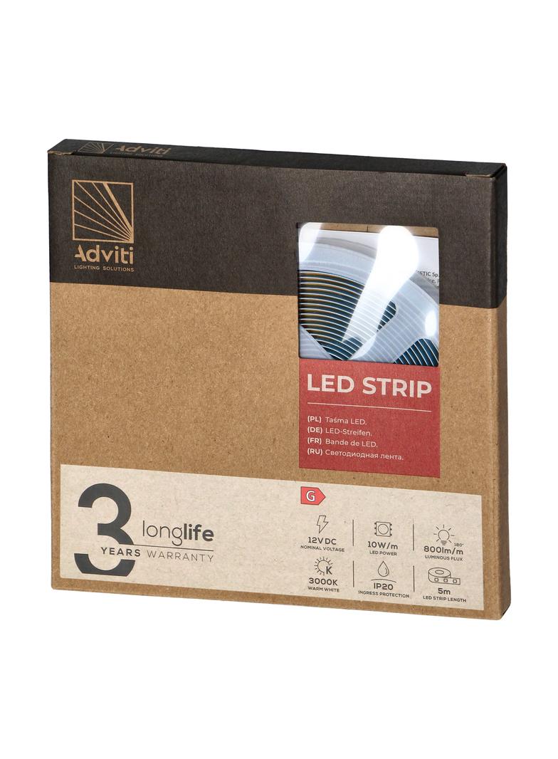 Taśma LED COB 12V 480L/m 10W/m IP20 3000K 5m
