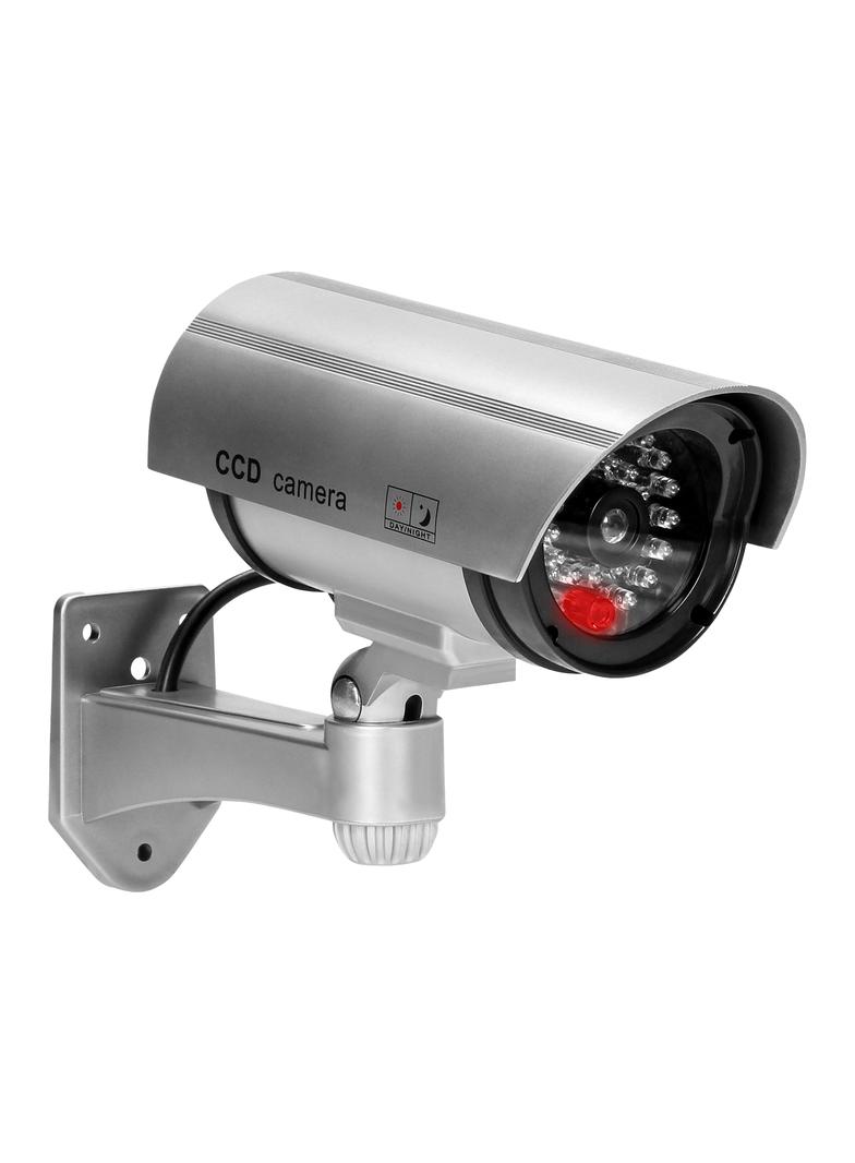 Atrapa kamery monitorującej CCTV, bateryjna, srebrna