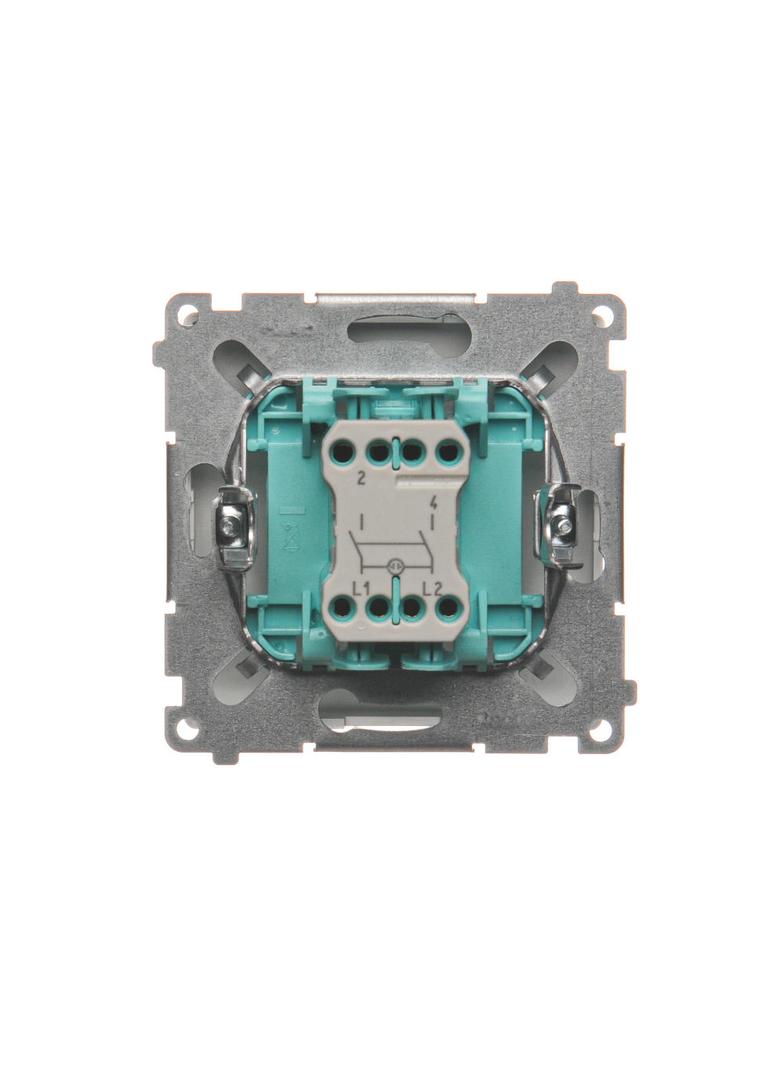 Simon Basic Łącznik dwubiegunowy z podświetleniem LED 10A 250V szybkozłączka srebrny mat BMW2L.01/43 KONTAKT