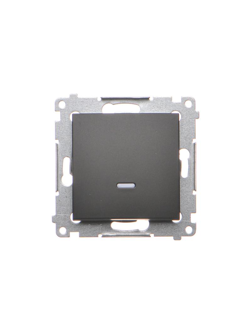 Simon 54 Przycisk pojedynczy zwierny z podświetleniem LED bez piktogramu 10A 250V szybkozłączka czarny DP1L.01/49 KONTAKT