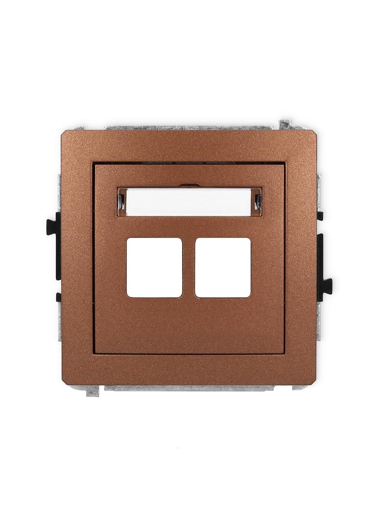 DECO Mechanizm gniazda multimedialnego podwójnego bez modułu (standard Keystone) brązowy metalik