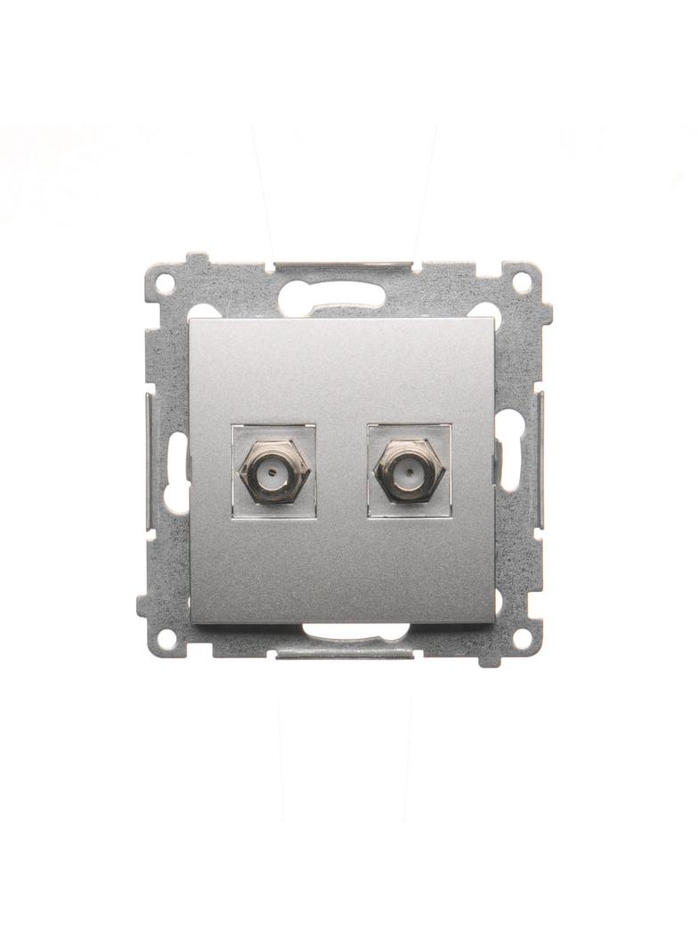 Simon 54 Gniazdo antenowe typu podwójne Do instalacji indywidualnych srebrny mat