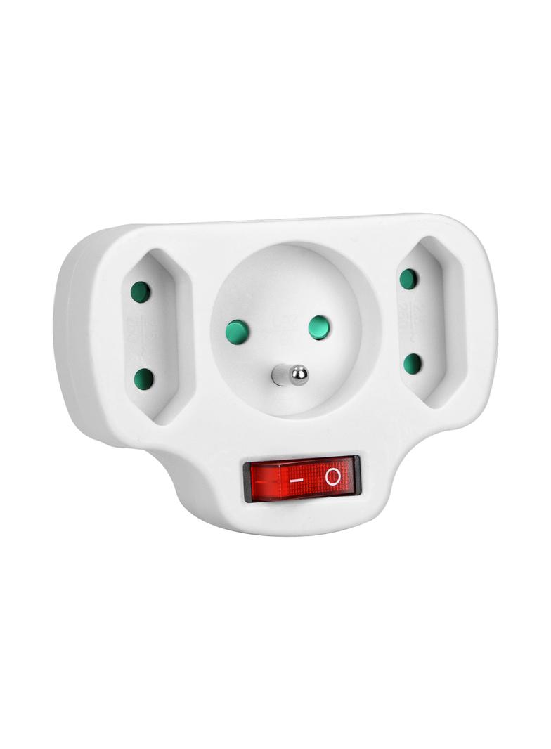 Rozgałęźnik 1x2P+Z, 2x2P/II z włącznikiem, biały OR-AE-13191 ORNO