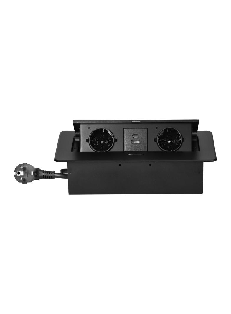 Gniazdo meblowe wpuszczane w blat z płaskim frezowanym rantem, ładowarką USB i przewodem 1,5m, 2x2P+ OR-GM-9035(GS)/B ORNO