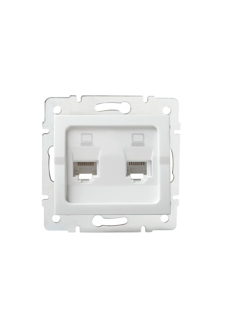 LOGI Gniazdo komputerowe podwójne niezależne (2x RJ45Cat 5e Jack) Biały 021410002 25110 KANLUX