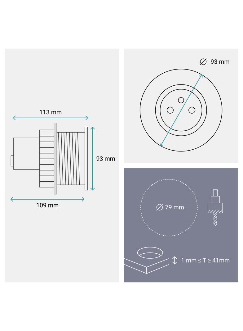 INCARA: DISQ 80 - 2P+Z / USB A+C / WYJŚCIE KABLOWE - 2,0 M-METAL/CZARNY, Legrand