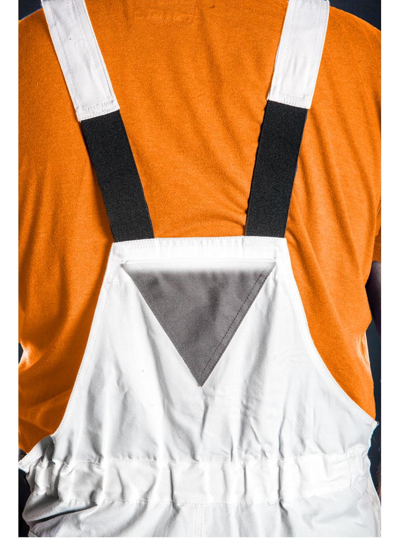 Spodnie robocze na szelkach, białe, HD, rozmiar XXL/58