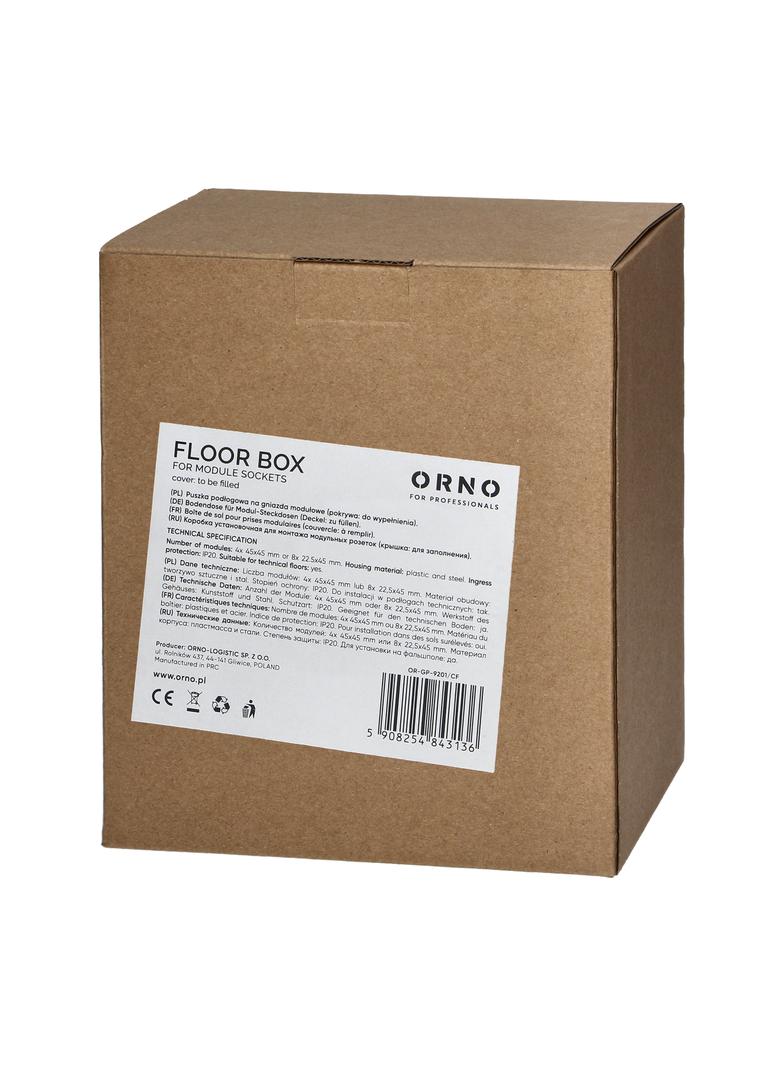 Puszka podłogowa na gniazda modułowe 4 x 45x45mm lub 8 x 22,5x45mm, pokrywa: materiał własny, czarna