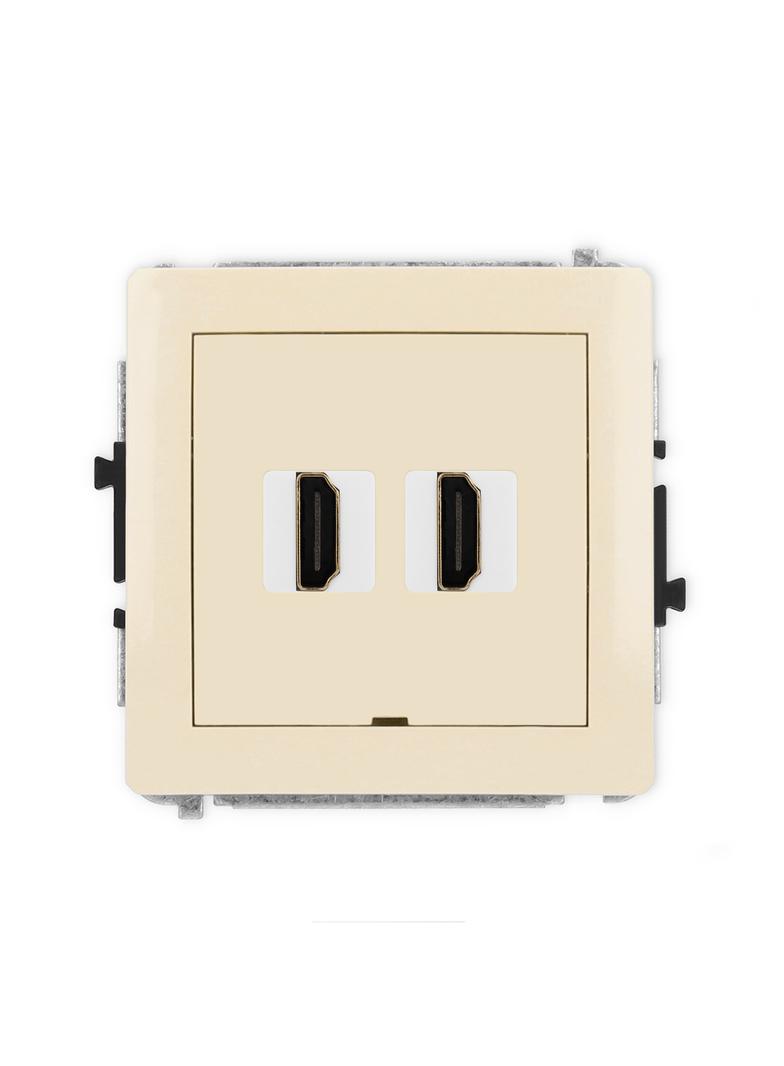 DECO Mechanizm gniazda podwójnego HDMI 2.0, bez pola opisowego beżowy