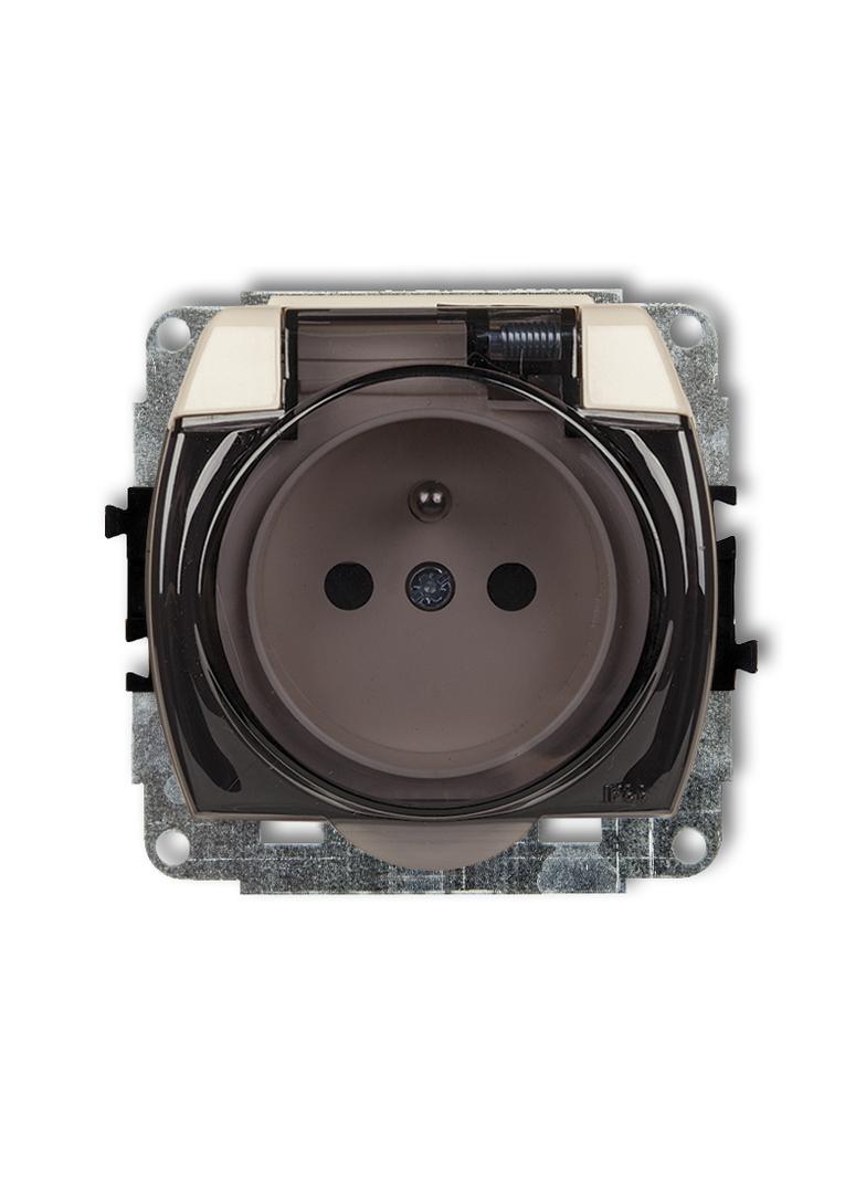 TREND Mechanizm gniazda bryzgoszczelnego z uziemieniem 2P+Z (klapka dymna, przesłony torów prądowych