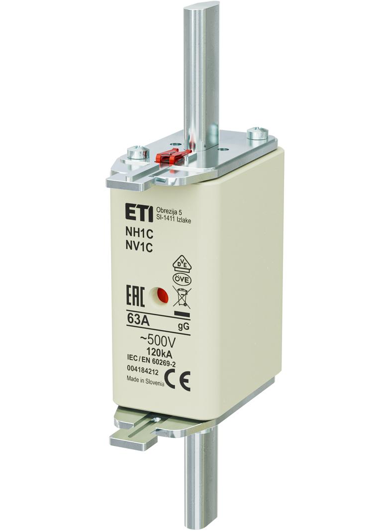 Wkładka topikowa NH zwłoczna KOMBI NH1C gG 63A 500V 004184212 ETI