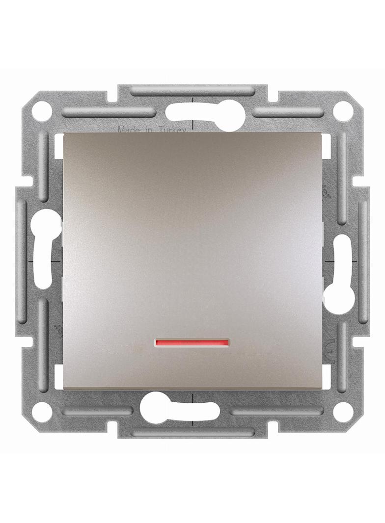 Asfora, przycisk bez ramki, z podświetleniem, brąz