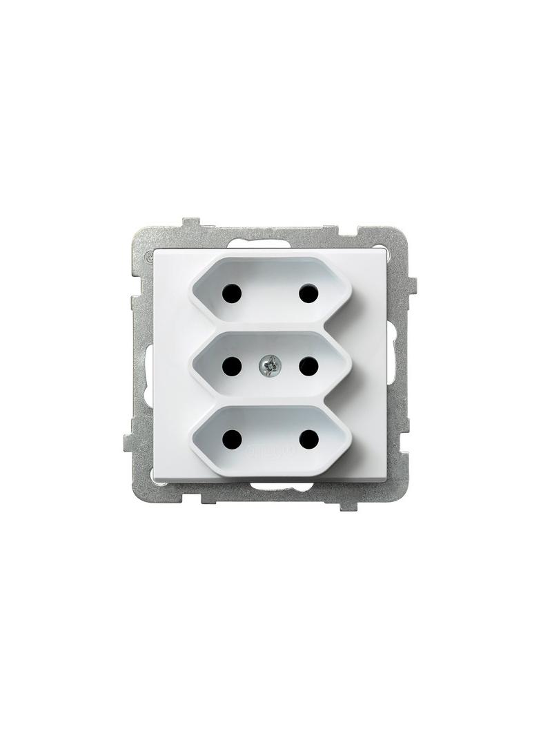 SONATA Gniazdo potrójne EURO - kolor biały