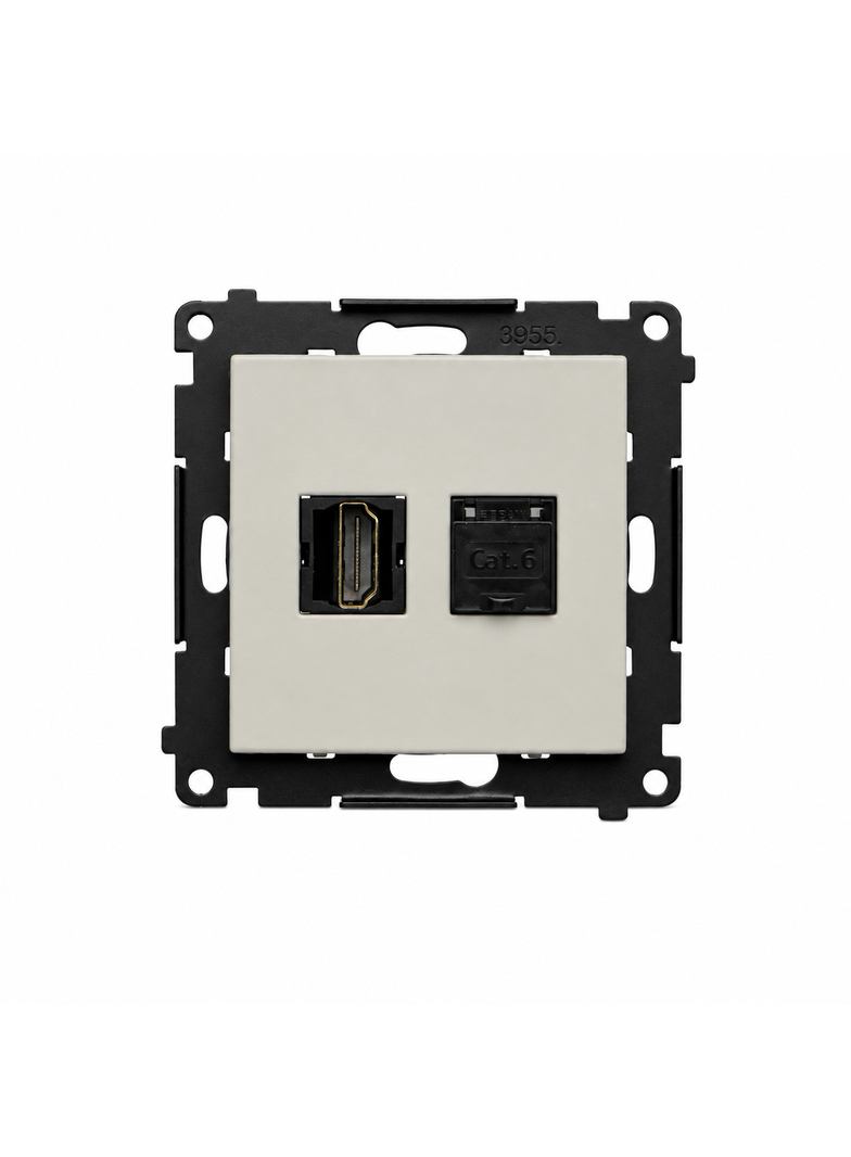 Simon 55 Gniazdo HDMI + komputerowe RJ45 kat. 6 kaszmirowy TGHRJ45.01/142