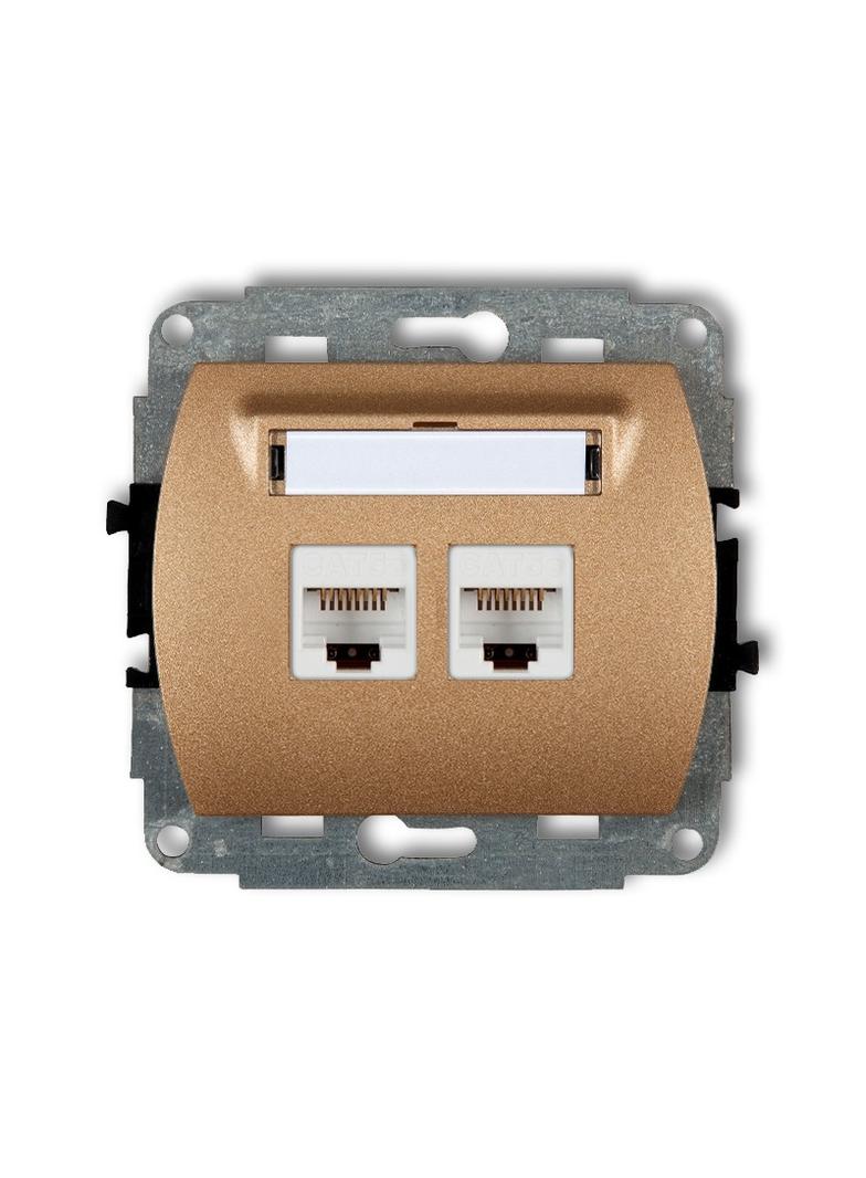 TREND Mechanizm gniazda komputerowego podwójnego 2xRJ45, kat. 6, ekranowany, 8-stykowy złoty metalik