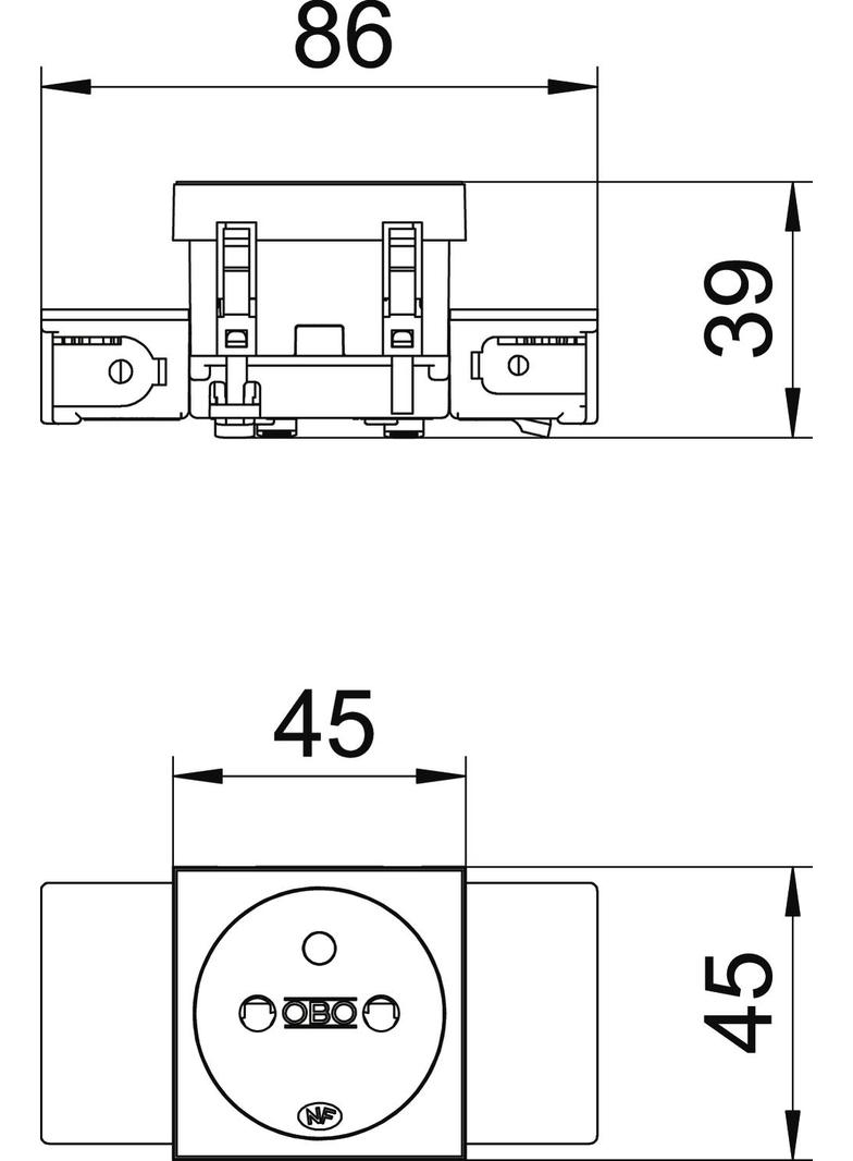 STD-F0C SWGR1, Gniazdo 0°, NF, pojedyncze, Connect 45