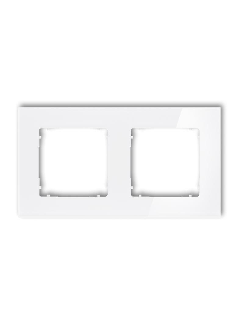 ICON Ramka uniwersalna podwójna kwadratowa - efekt szkła (ramka: biała; spód: biały) biały