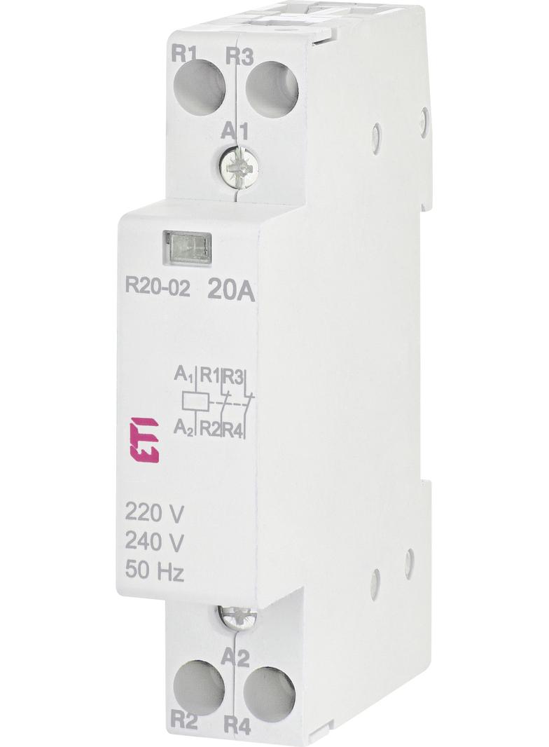 R 20-02 230V STYCZNIK MODUŁ.20A 2 STYKI ROZWIERNE (1 MOD.2 BIEG.)