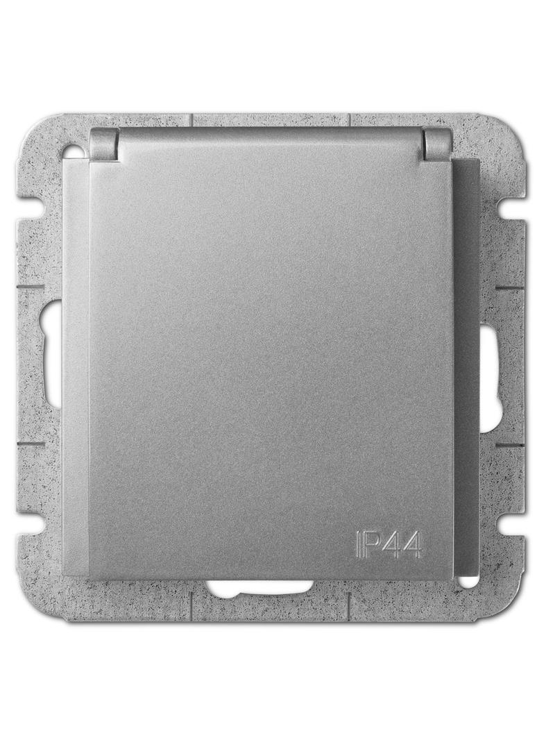 GPT SENTIA 2P+Z IP44 z przesłonami torów prądowych srebro połysk