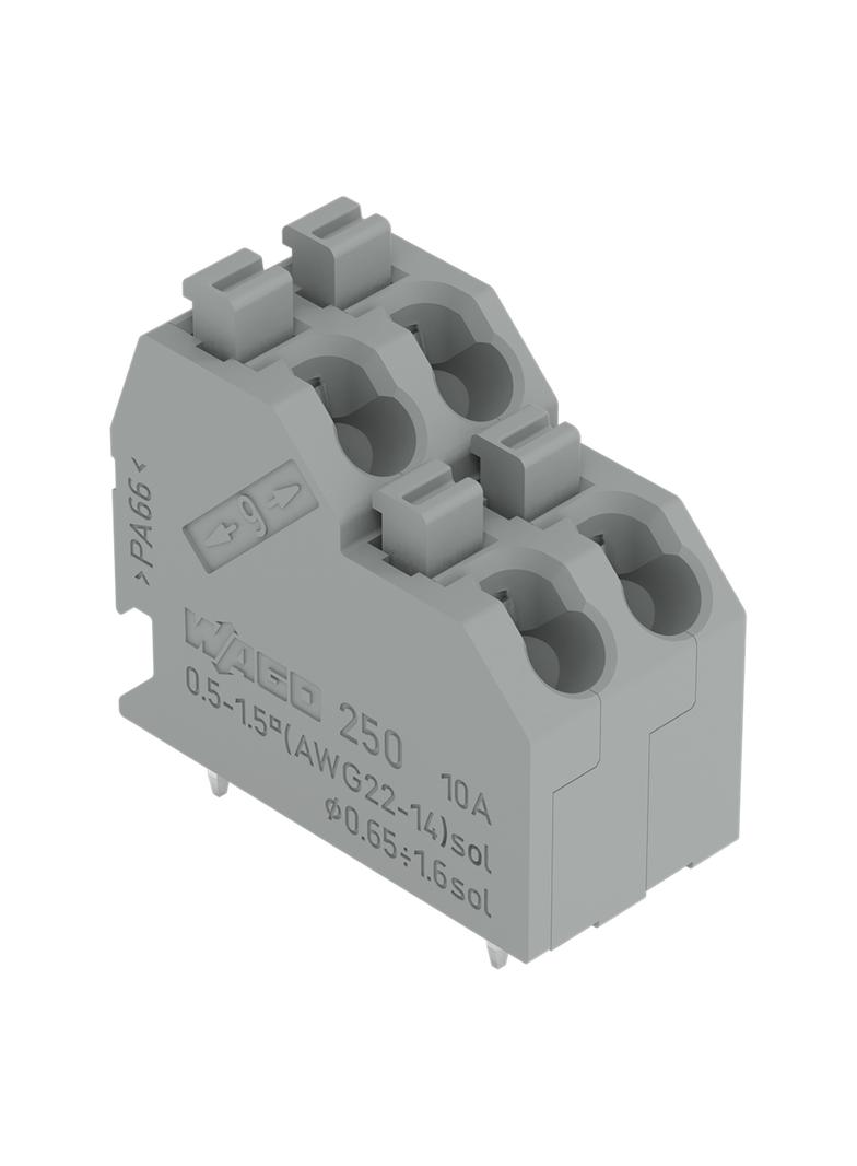dwupiętrowa listwa zaciskowa 2-bieg. szara raster 5 mm