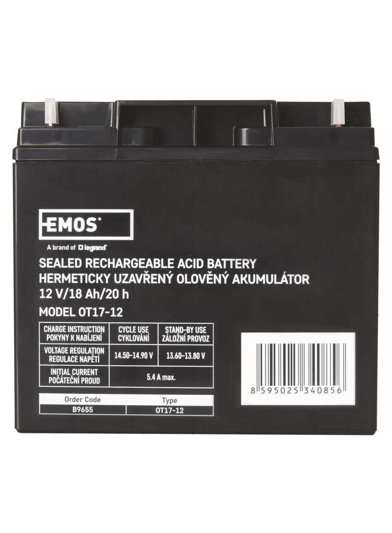Akumulator AGM 12V 18Ah 12× 12 B9655 EMOS
