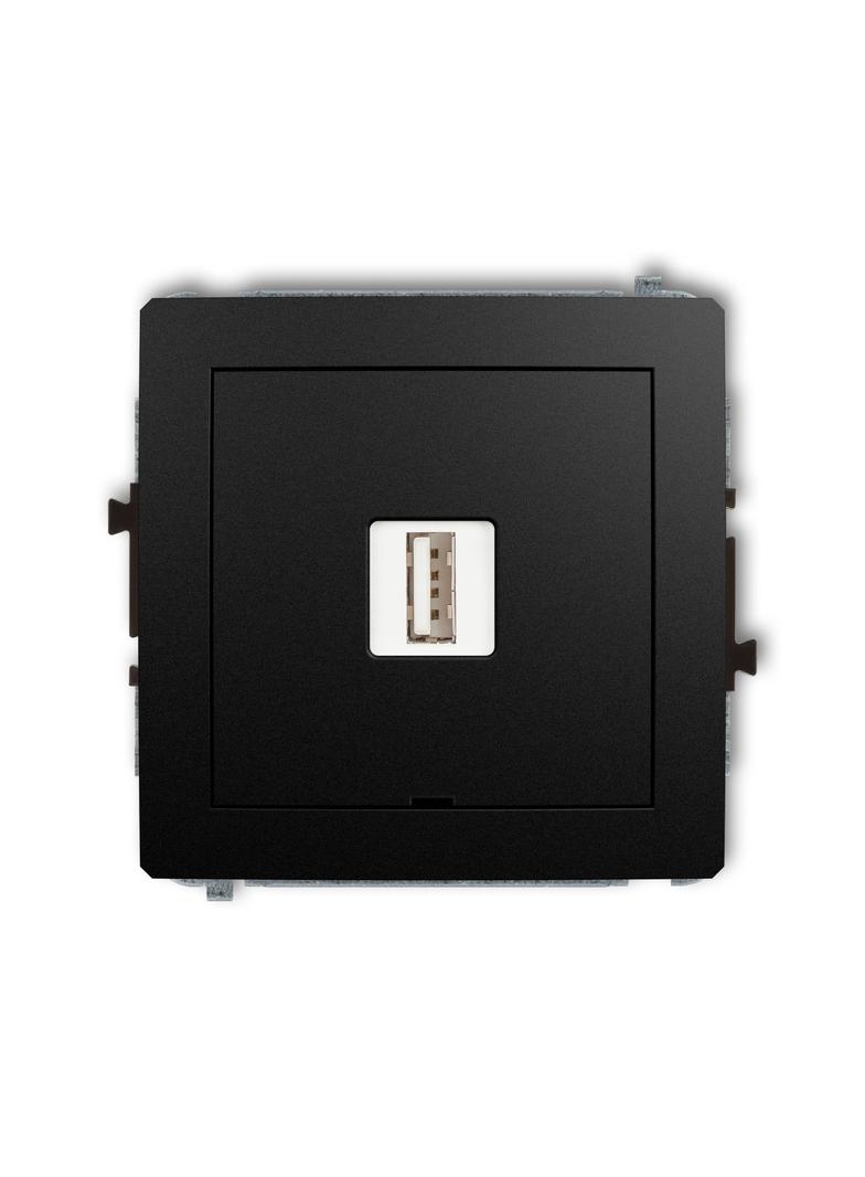 DECO Mechanizm ładowarki USB pojedynczej USB A, 5W max., 5V, 1A, bez pola opisowego czarny mat