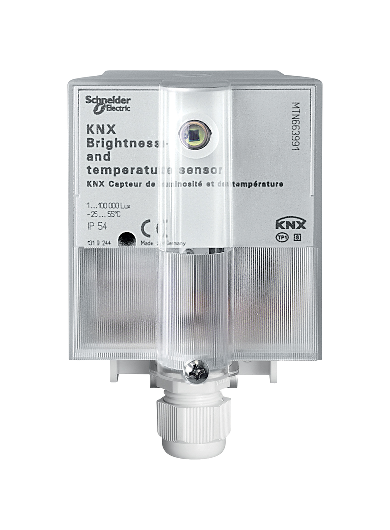 KNX czujnik natężenia oświetlenia i temperatury 150 mW jasnoszary