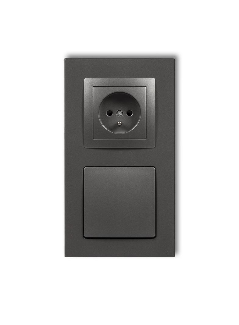 DECO Gniazdo ssące odkurzacza centralnego z gniazdem pojedynczym z uziemieniem DECOvac grafitowy