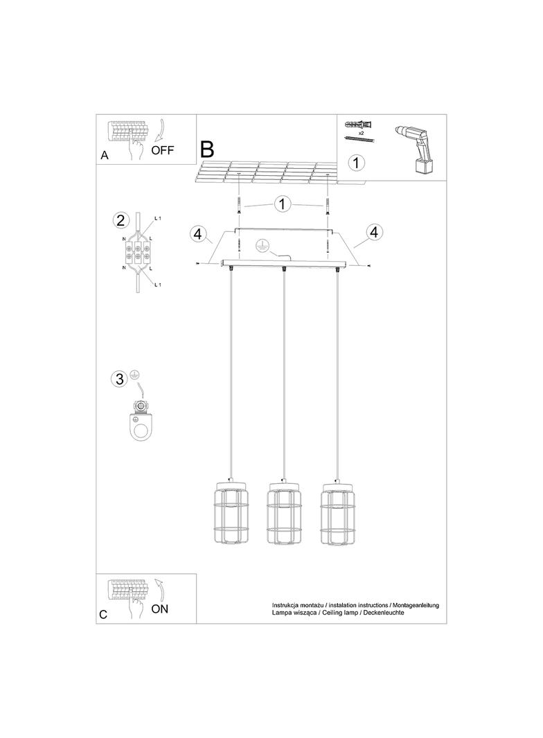 Sollux Lampa wisząca GOTTO 3L SL.1264