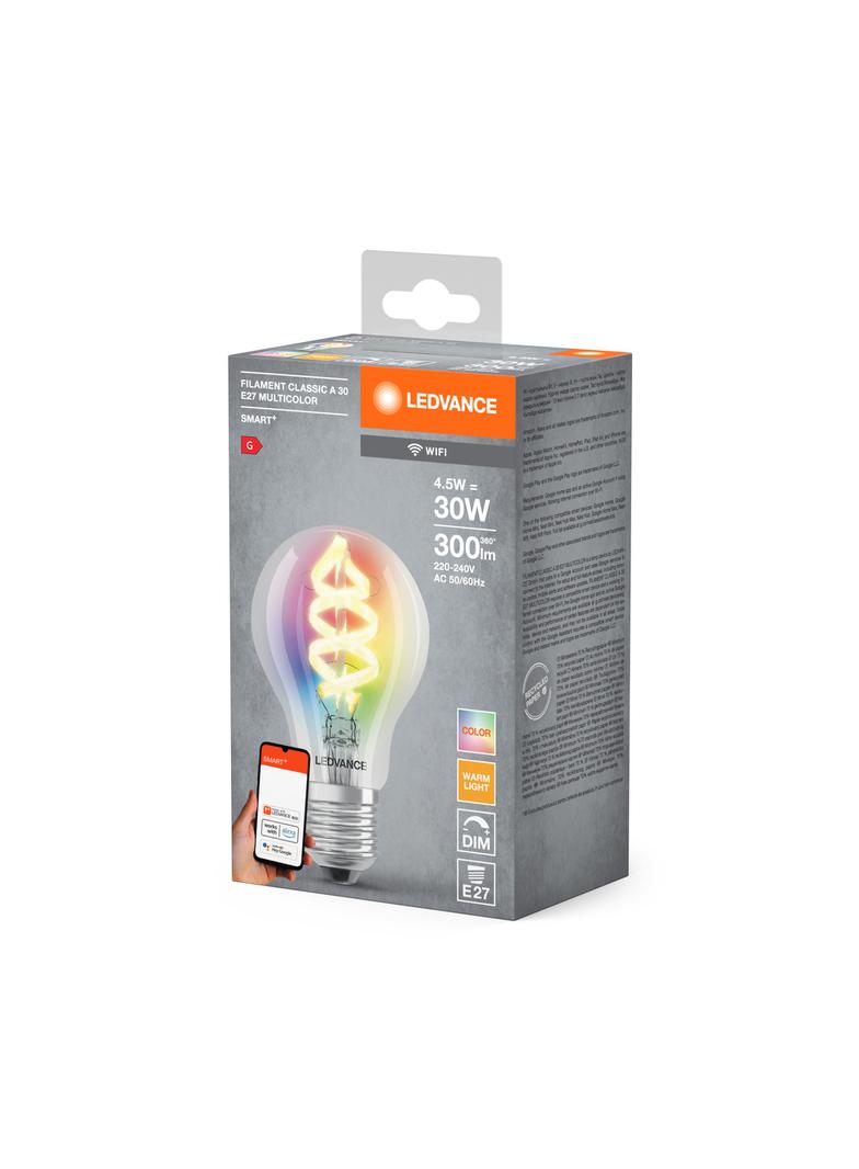 Lampa LED SMART WFA30D4,5W/827230VFilament szkło przezroczysteRGBWE27FS1LEDV