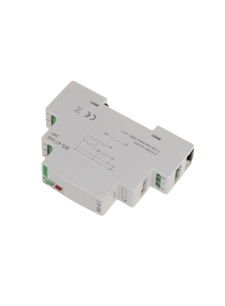 Przekaźnik bistabilny z pamięcią 9-30 V AC/DC montaż na szynie DIN z przekaźnikiem inrush 160A/20ms BIS-411M-LED-24V F&F